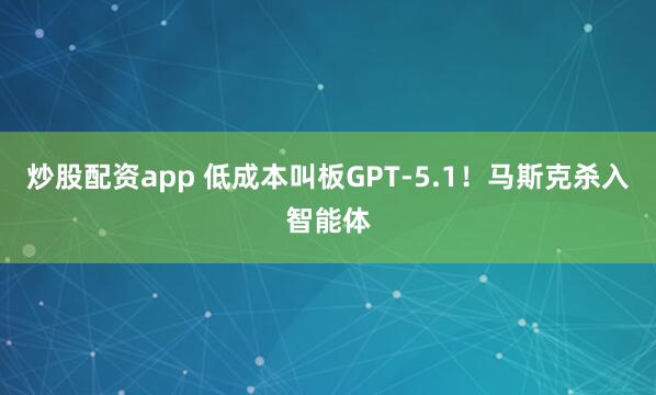 炒股配资app 低成本叫板GPT-5.1！马斯克杀入智能体